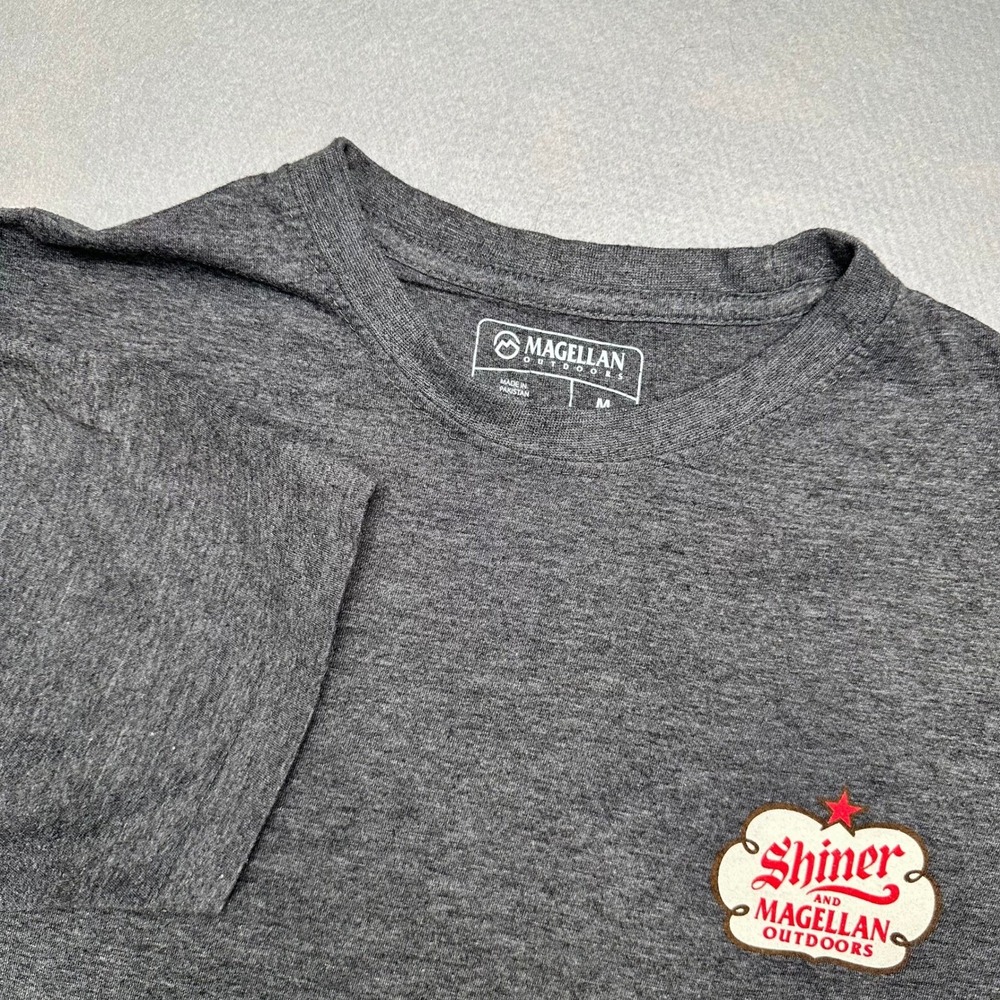 Magellan Outdoors Shiner Bock Beer T-Shirt Mens Medium Gray Short Sleeve Graphic